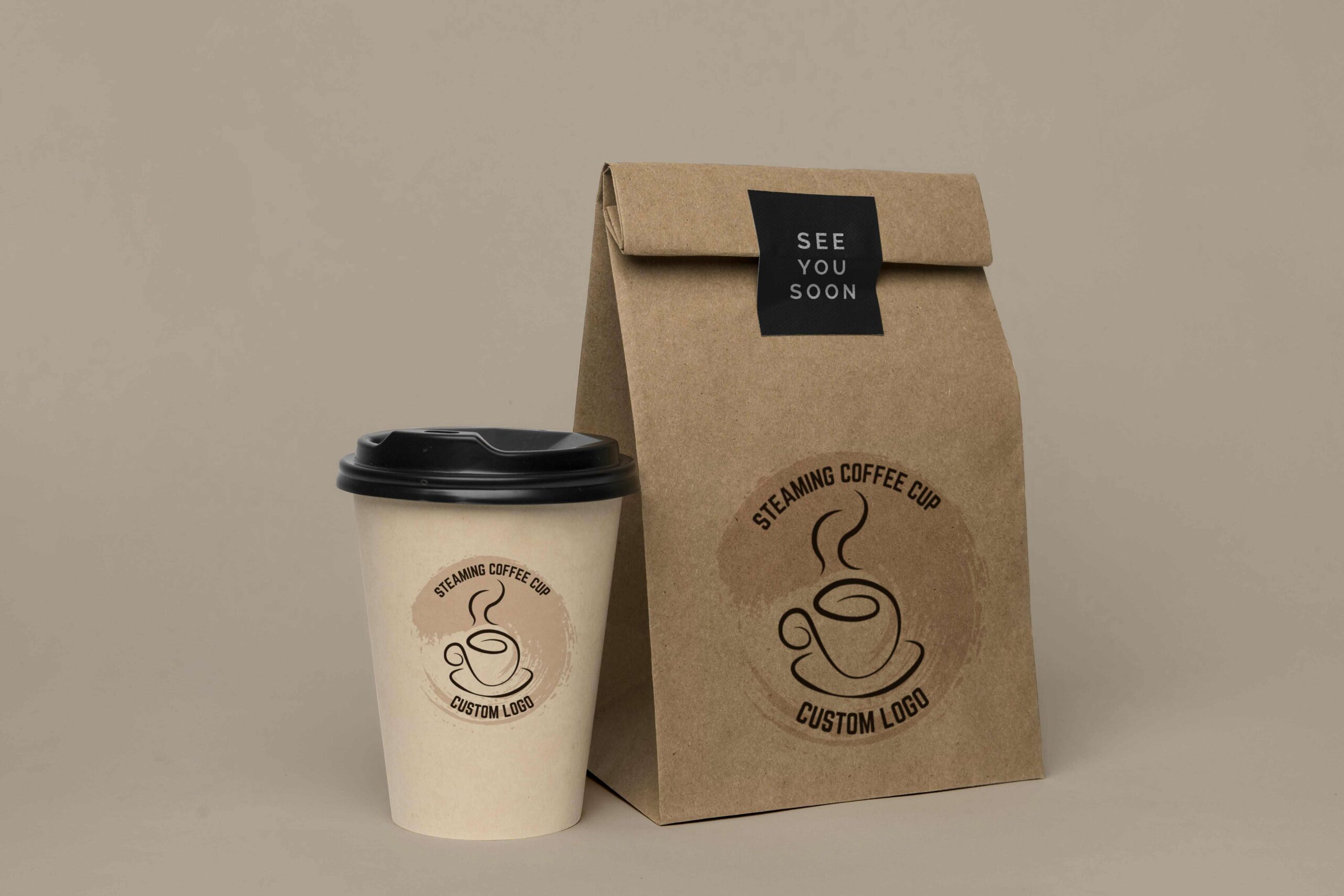 Canva Template: Steaming Cup of Coffee Logo