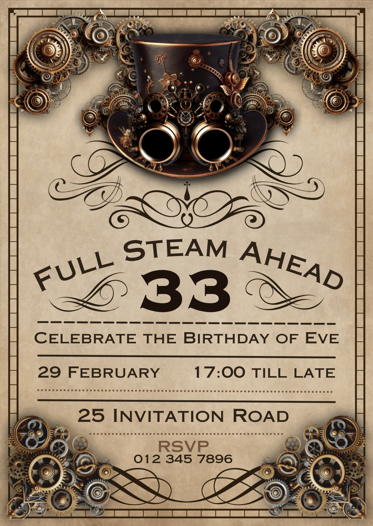 Canva Template: Steampunk Invitation